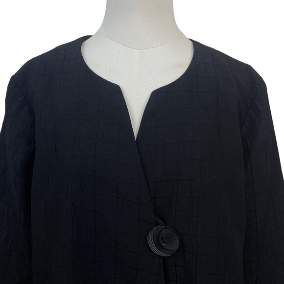 Susan Graver Women’s Black Textured Jacket With Single Button Sz MP - Picture 4 of 8